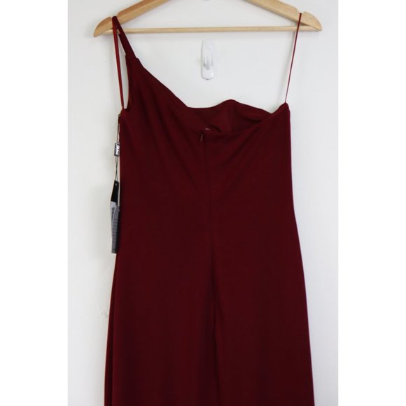 NWT La Femme 28176 One Shoulder Thigh Slit Dress 6 - Picture 6 of 8